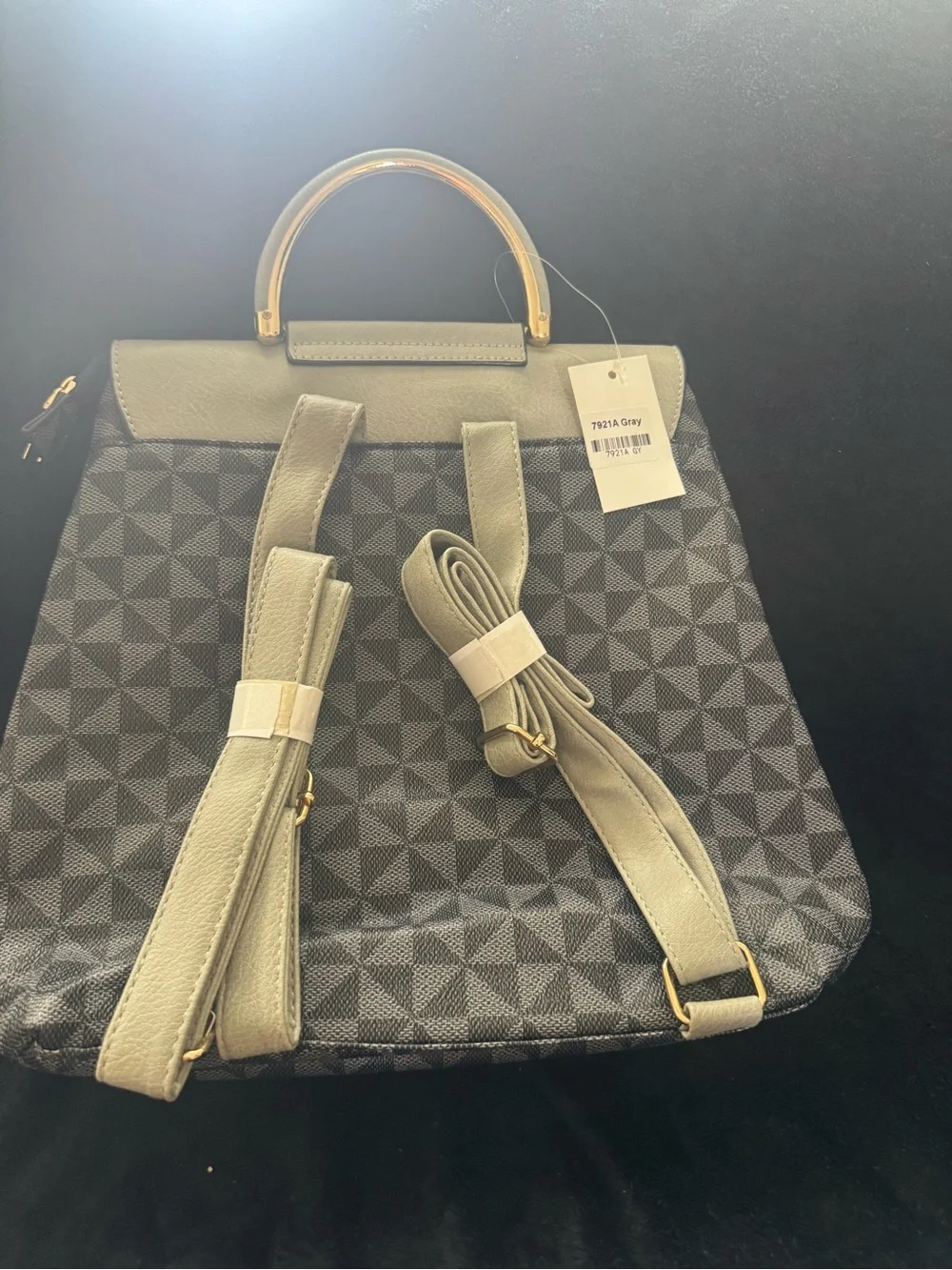 Chic Geometric Black Backpack Tote with Gold Hardware